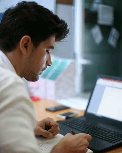 Buyer reviewing the vehicle history report