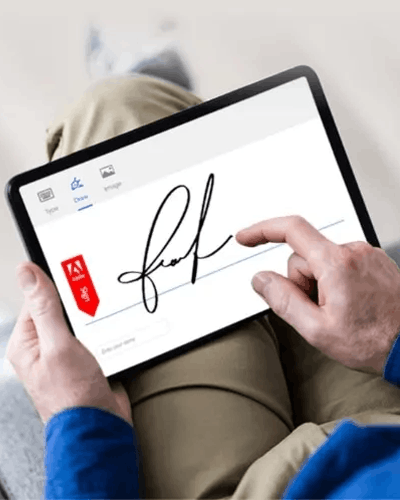 Buyer and seller executing the financing agreement
